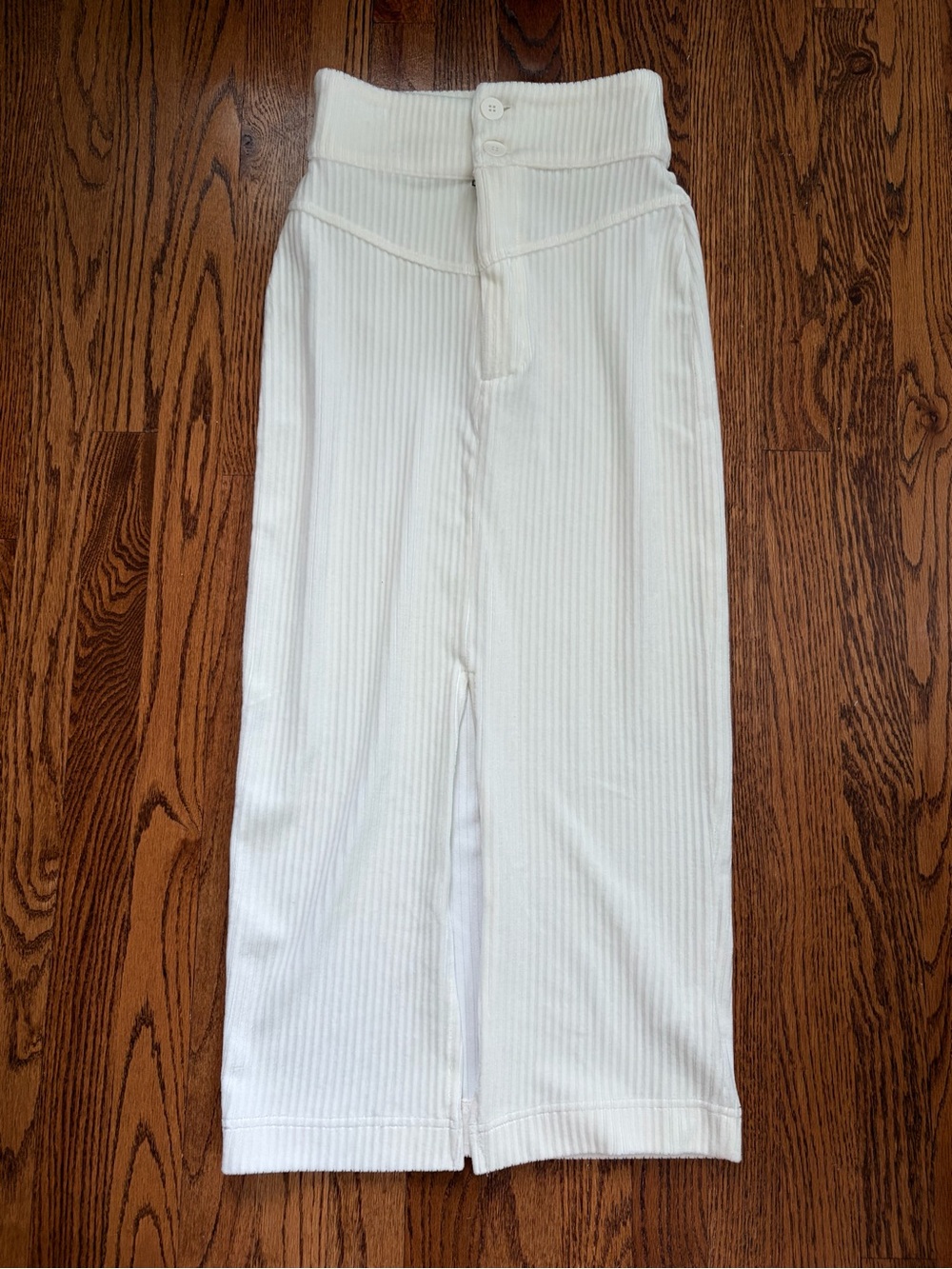 NWT Free People Roxy Rib Pencil Midi Skirt Creme XS High Waist Ribbed $78 - Picture 2 of 10
